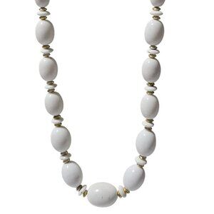 Vintage Elegant White Beaded Necklace Retro 50s 60s Fashion Jewelry Women